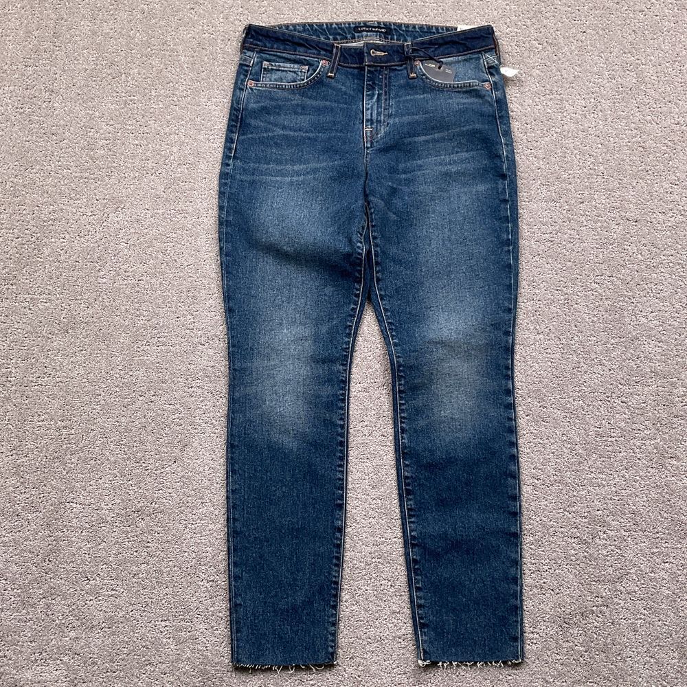 Lucky Brand Jeans Women 4/27 Blue High Rise Skinny Bridgette Sculpt Raw Hem Flaw